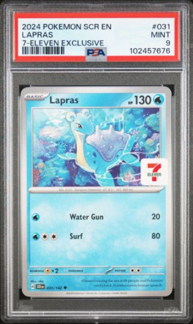 PSA 9 - LAPRAS #031 - 2024 POKEMON SCARLET & VIOLET - STELLAR CROWN - 7 ELEVEN EXCLUSIVE GRADED CARD