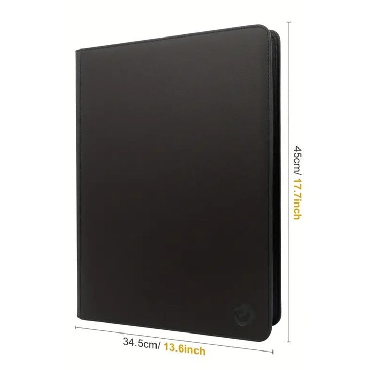 1216 XL Premium Side Loading Card Binder Black PU Leather 16 Pocket Storage Card Holder
