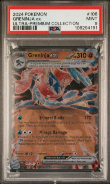 PSA 9 - GRENINJA EX METAL CARD #106 - 2024 POKEMON SCARLET & VIOLET - TWILIGHT MASQUERADE - ULTRA PREMIUM COLLECTION - GRADED CARD