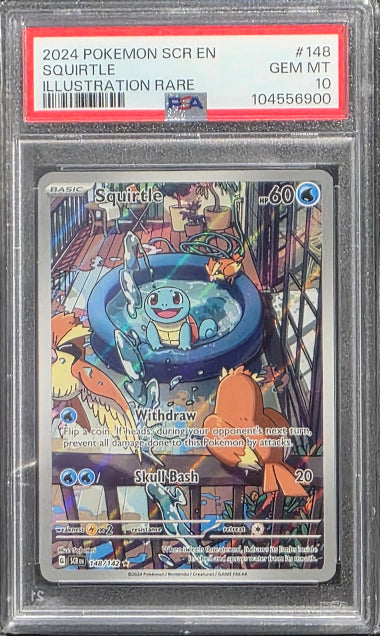 PSA 10 - SQUIRTLE #148 ILLUSTRATION RARE - 2024 POKEMON SCARLET & VIOLET - STELLAR CROWN - GRADED CARD