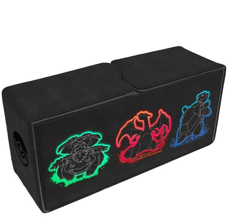 Pokemon Neon Kanto Alcove Vault Deck Card Storage Box Venusaur, Charizard & Blastoise Design.