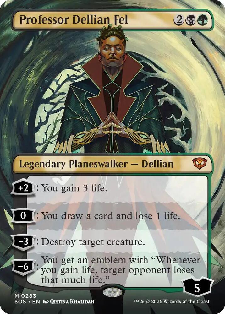 Professor Dellian Fel Borderless 283 (Secrets of Strixhaven) - Borderless Foil