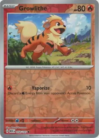 Growlithe 058/165 (SV: Scarlet & Violet 151) - Reverse Holofoil