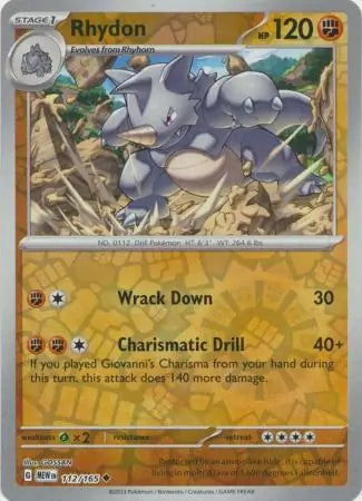 Rhydon 112/165 (SV: Scarlet & Violet 151) - Reverse Holofoil