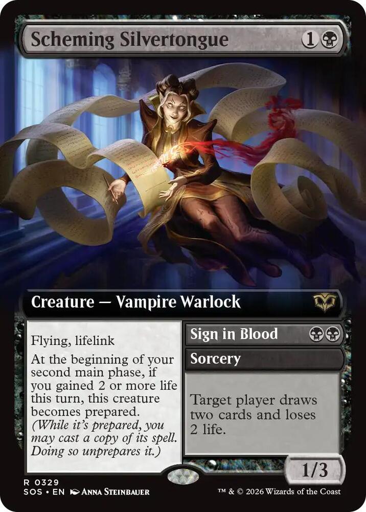 Scheming Silvertongue // Sign in Blood 329 (Secrets of Strixhaven) - Extended Art
