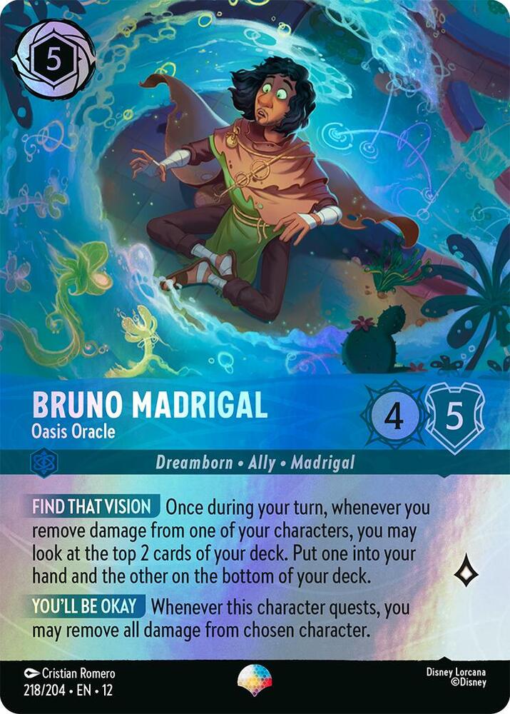 Bruno Madrigal, Oasis Oracle 218/204 (Wilds Unknown) - Rainbow Foil