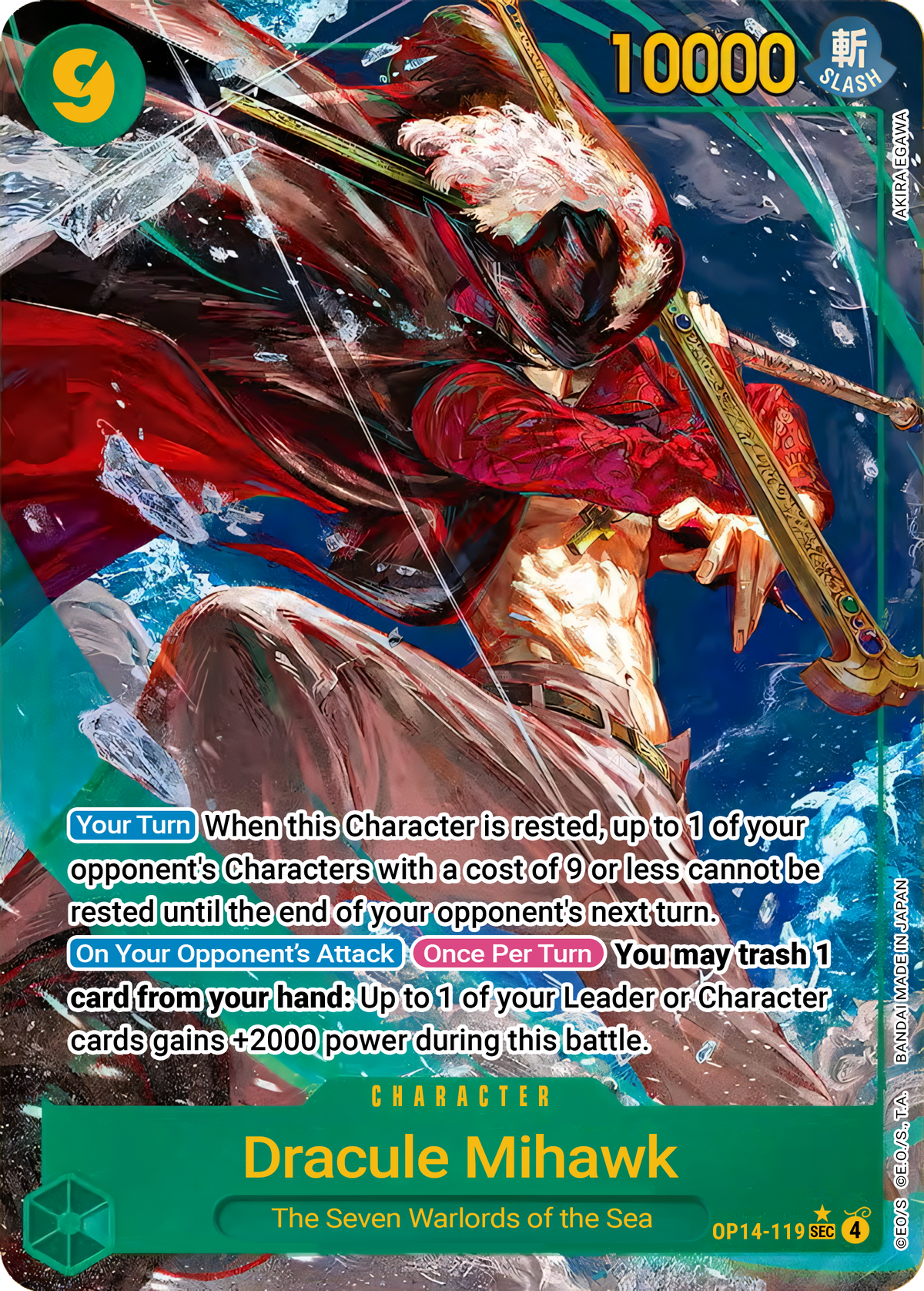 Dracule Mihawk OP14-119 (The Azure Sea's Seven) - Alternate Art Foil