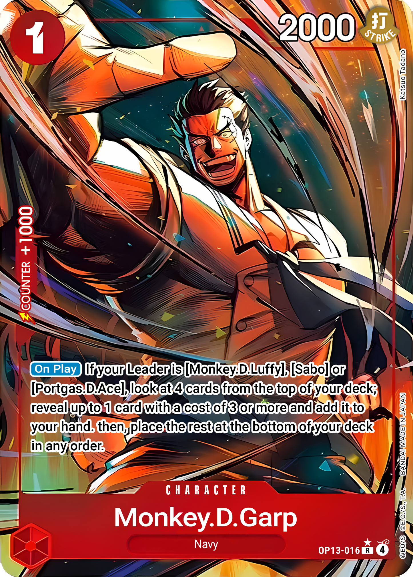 Monkey.D.Garp OP13-016 (Carrying On His Will) - Foil