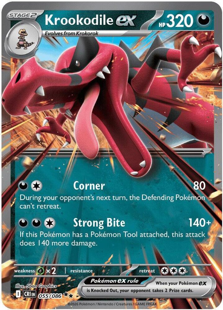 Krookodile ex 055/086 (ME04: Chaos Rising) - Holofoil