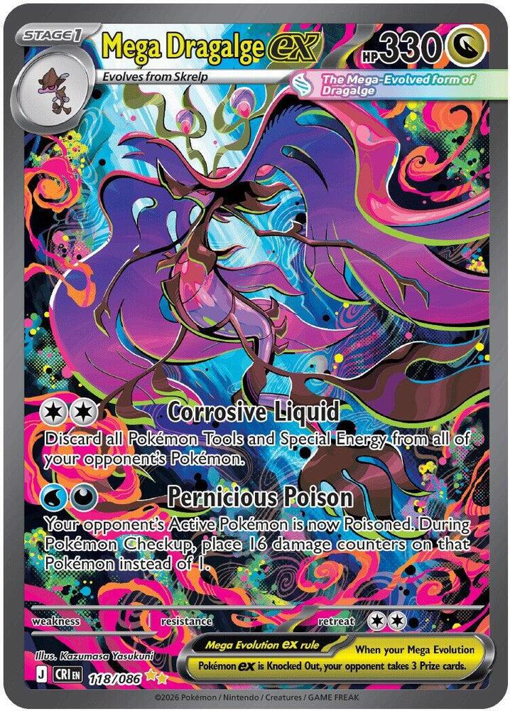 Mega Dragalge ex 118 086 118/086 (ME04: Chaos Rising) - Holofoil