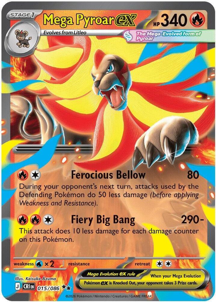 Mega Pyroar ex 015/086 (ME04: Chaos Rising) - Holofoil
