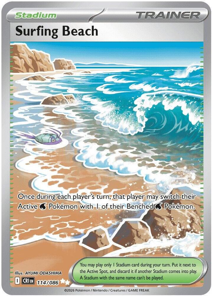 Surfing Beach 114/086 (ME04: Chaos Rising) - Holofoil