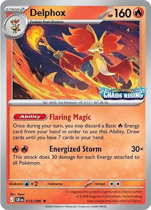 Delphox Chaos Rising Stamped 013/086 (Miscellaneous Cards & Products) - Holofoil