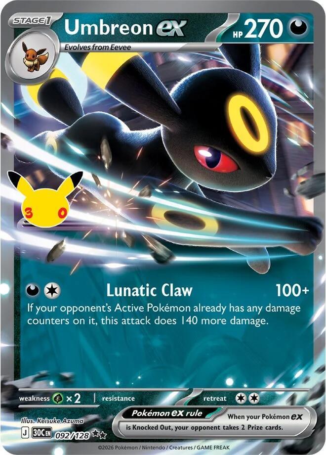 Umbreon ex 092/128 (ME: 30th Celebration) - Holofoil