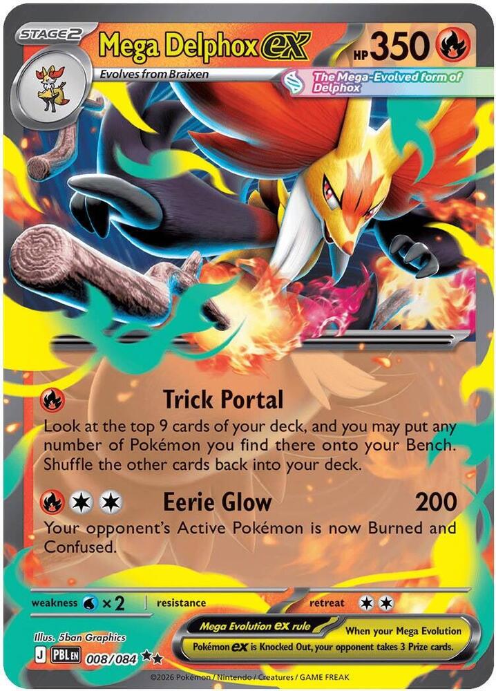 Mega Delphox ex 008/084 (ME05: Pitch Black) - Holofoil