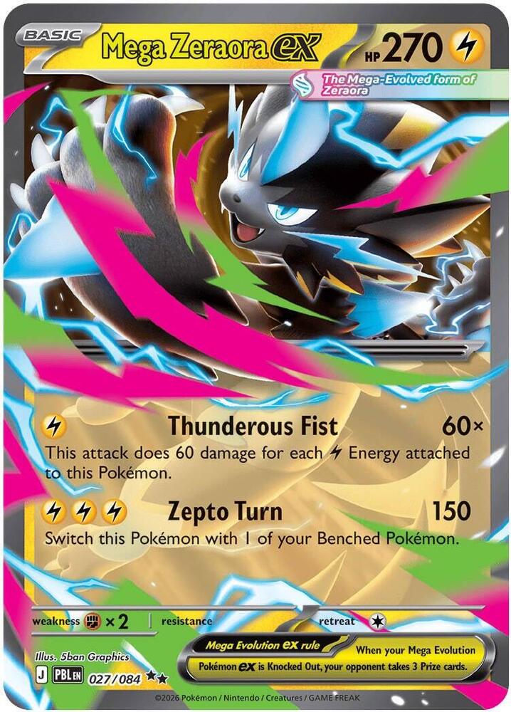 Mega Zeraora ex 027/084 (ME05: Pitch Black) - Holofoil