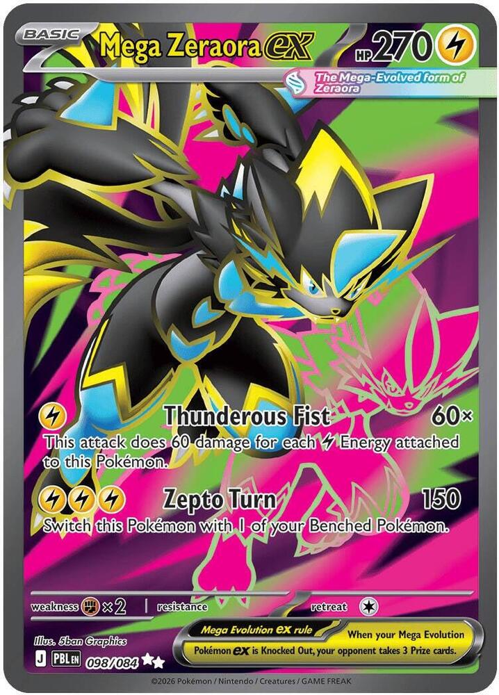 Mega Zeraora ex 098/084 (ME05: Pitch Black) - Holofoil