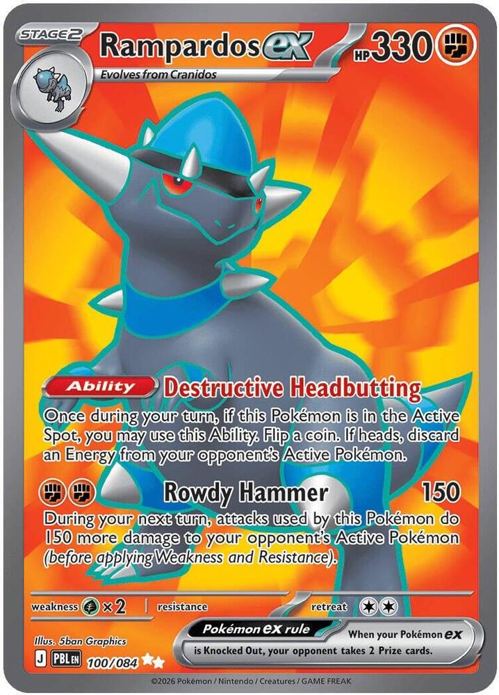 Rampardos ex 100/084 (ME05: Pitch Black) - Holofoil