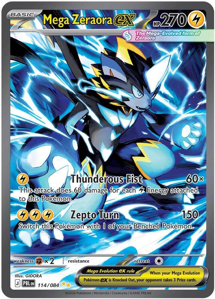 Mega Zeraora ex 114/084 (ME05: Pitch Black) - Holofoil