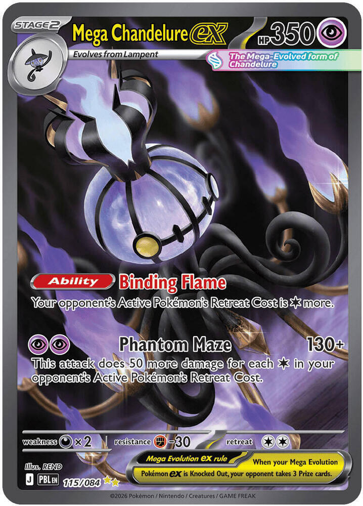 Mega Chandelure ex 115/084 (ME05: Pitch Black) - Holofoil
