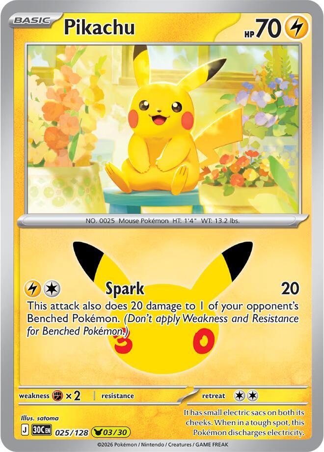 Pikachu 025/128 (ME: 30th Celebration) - Holofoil