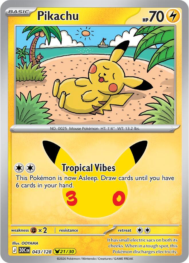 Pikachu 043/128 (ME: 30th Celebration) - Holofoil