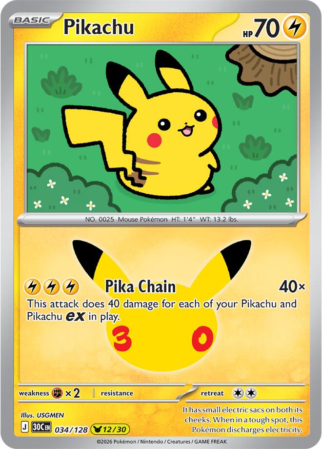 Pikachu 034/128 (ME: 30th Celebration) - Holofoil