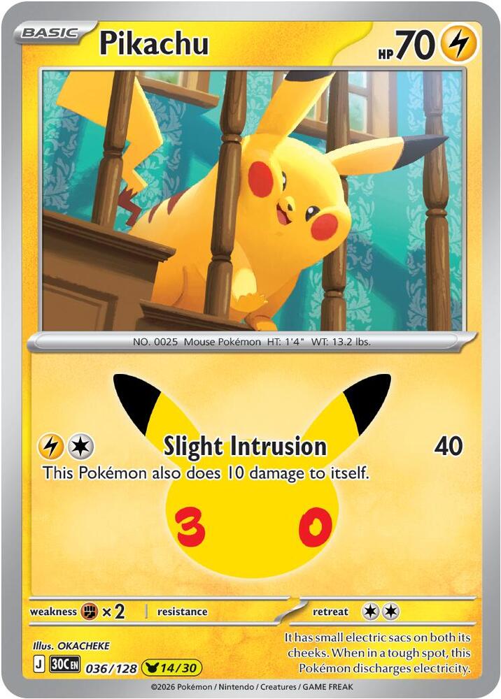 Pikachu 036/128 (ME: 30th Celebration) - Holofoil