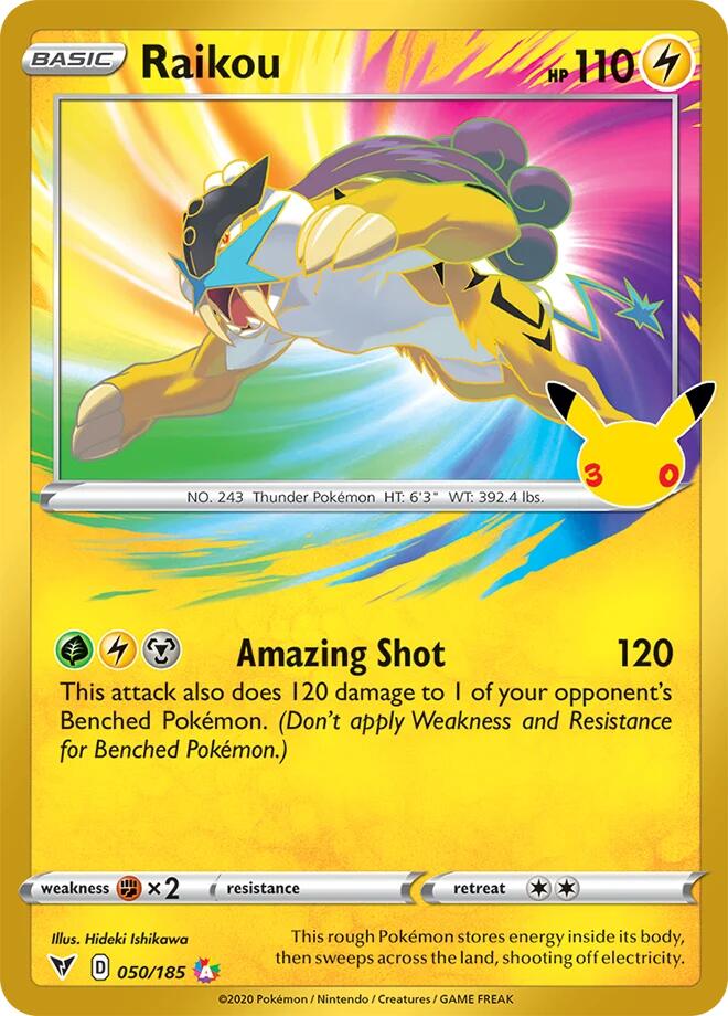 Raikou 050/185 (ME: 30th Celebration Classic Collection) - Holofoil