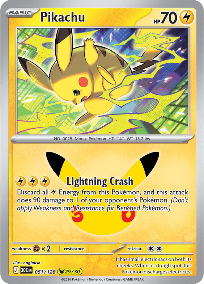 Pikachu 051/128 (ME: 30th Celebration) - Holofoil
