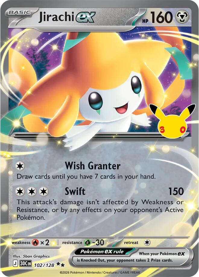 Jirachi ex 102/128 (ME: 30th Celebration) - Holofoil