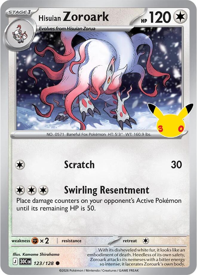 Hisuian Zoroark 123/128 (ME: 30th Celebration) - Holofoil