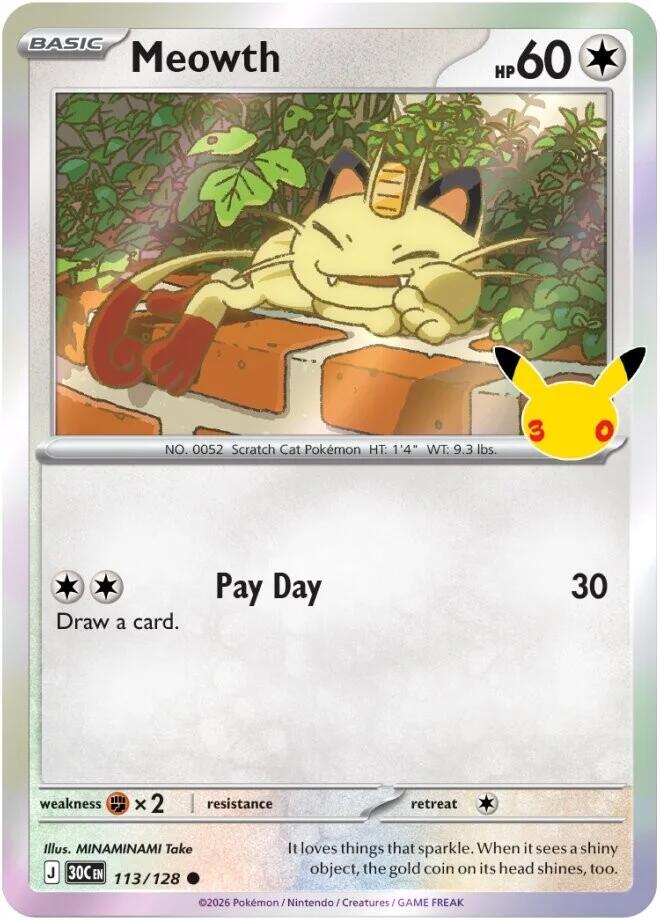Meowth 113/128 (ME: 30th Celebration) - Holofoil