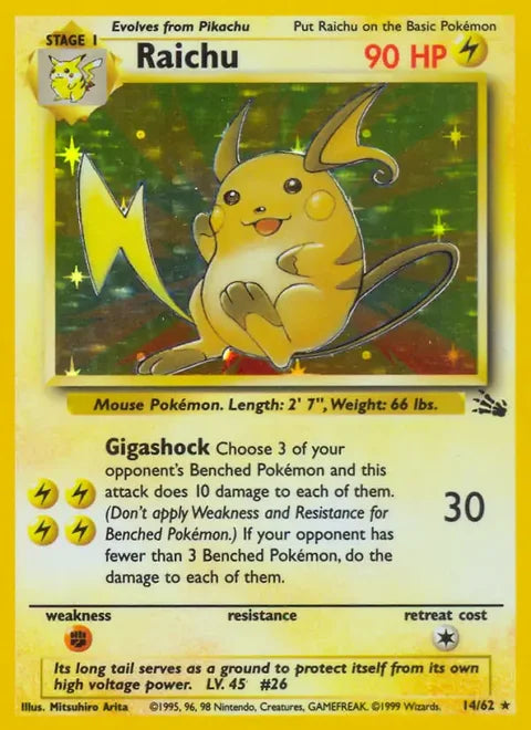 Raichu 14/62 (Fossil) - Unlimited Holofoil