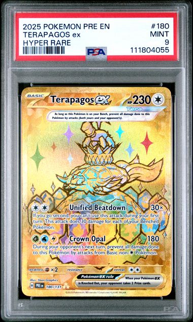 PSA 9 - TRAPAGOS EX #180 HYPER RARE - 2025 POKEMON PRE EN-PRISMATIC EVOLUTIONS GRADED CARD