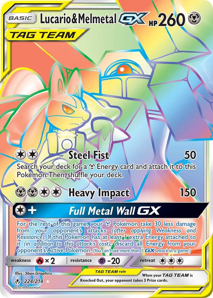 Lucario & Melmetal GX 224/214 (SM - Unbroken Bonds) - Holofoil