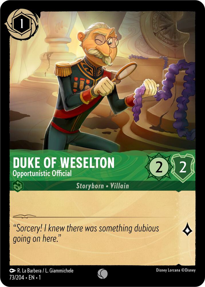 Duke of Weselton, Opportunistic Official 73/204 (The First Chapter)
