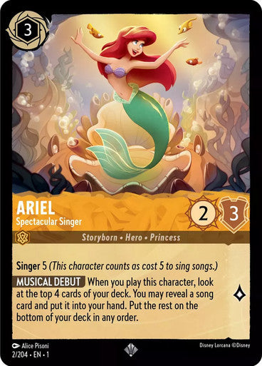 02/204 Ariel - Spectacular Singer - Disney Lorcana First Chapter Common & Cold Foil Card