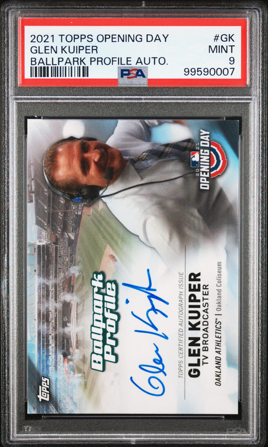 PSA 9 - 2021 TOPPS BASEBALL OPENING DAY BALLPARK PROFILE AUTOGRAPHS #GK GLEN KUIPER BALLPARK PROFILE AUTO. GRADED SPORTS CARD