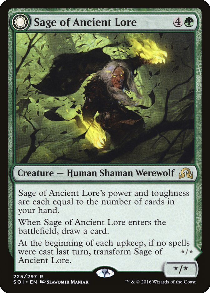 Sage of Ancient Lore // Werewolf of Ancient Hunger 225 (Shadows over Innistrad)