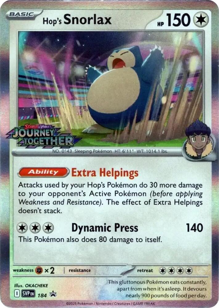 Hop's Snorlax Prerelease 184 (SV: Scarlet & Violet Promo Cards) - Holofoil