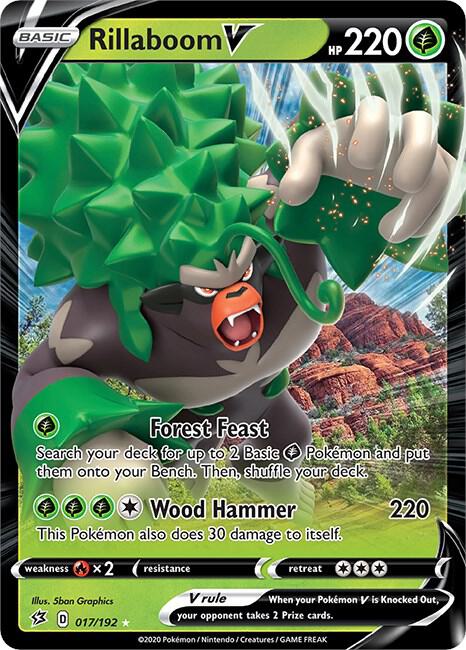 Rillaboom V 017/192 (SWSH02: Rebel Clash) - Holofoil