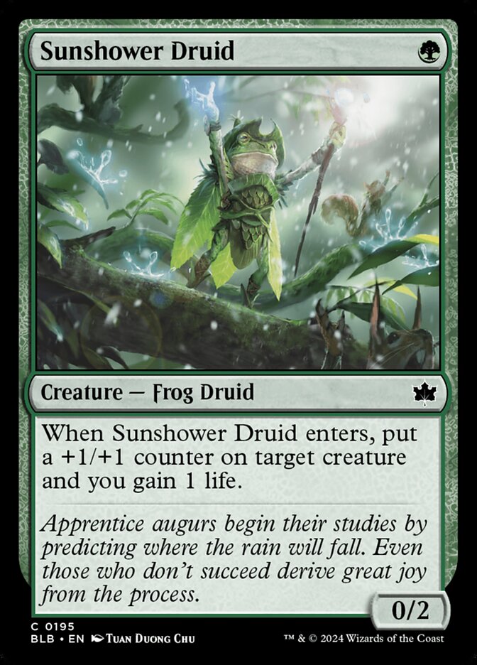 Sunshower Druid 195 (Bloomburrow)