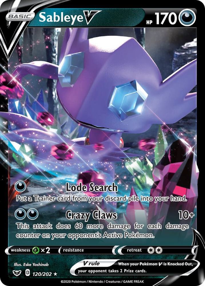 Sableye V 120/202 (SWSH01: Sword & Shield Base Set) - Holofoil