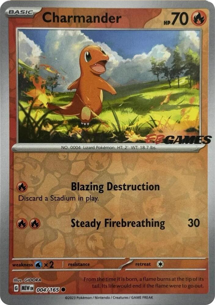 Charmander EB Games Exclusive 004/165 (Miscellaneous Cards & Products) - Reverse Holofoil
