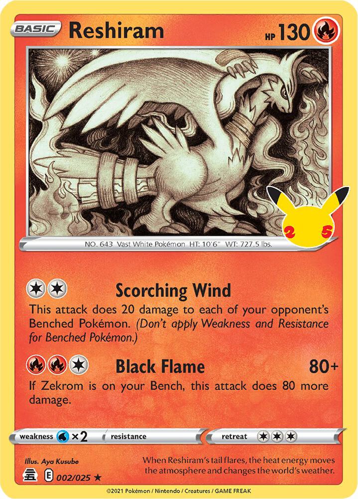 Reshiram 002/025 (Celebrations) - Holofoil