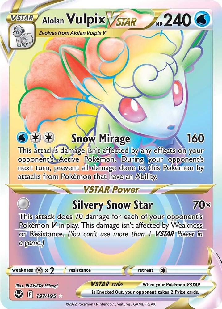 Alolan Vulpix VSTAR Secret 197/195 (SWSH12: Silver Tempest) - Holofoil