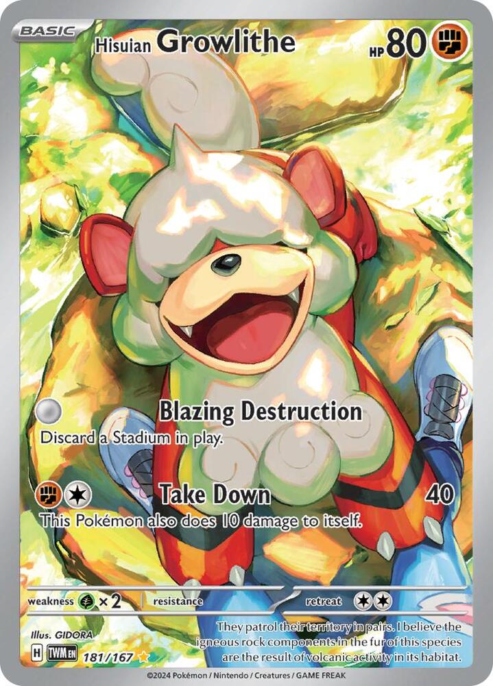 Hisuian Growlithe 181/167 (SV06: Twilight Masquerade) - Holofoil