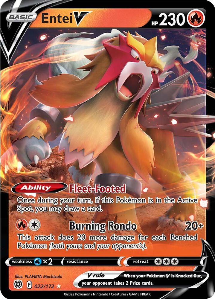 Entei V 022/172 (SWSH09: Brilliant Stars) - Holofoil