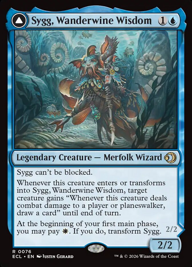 Sygg, Wanderwine Wisdom // Sygg, Wanderbrine Shield 76 (Lorwyn Eclipsed)